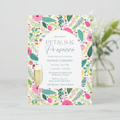 花びらとプロセッコフローラブライダルシャワーパーティー 招待状 (スタンド正面)