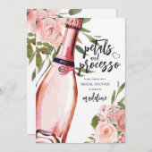 花びらとプロセッコフローラブライダルシャワー 招待状 (正面/裏面)