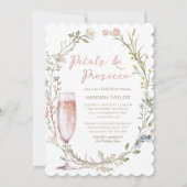 花びらとプロセッコフローラブライダルシャワー 招待状 (正面)