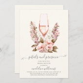 花びらとプロセッコフローラブライダルシャワー 招待状 (正面/裏面)