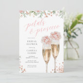 花びらとプロセッコフローラ赤面ブライダルシャワー 招待状 (スタンド正面)