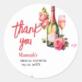 花びらとプロセッコブライダルシャワーありがとう ラウンドシール (正面)