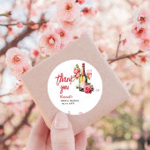 花びらとプロセッコブライダルシャワーありがとう ラウンドシール