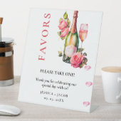 花びらとプロセッコブライダルシャワーの好意サイン 台座サイン (インサイチュ)