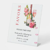 花びらとプロセッコブライダルシャワーの好意サイン 台座サイン (正面)