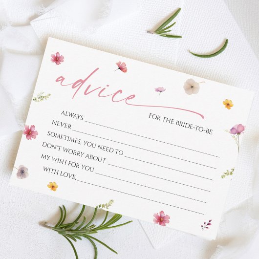 花びらとプロセッコブライダルシャワーアドバイスカード 招待状