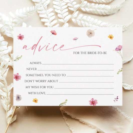 花びらとプロセッコブライダルシャワーアドバイスカード 招待状