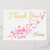 花びらとプロセッコブライダルシャワーサンキューカード 箔シーズンカード (正面)