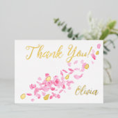 花びらとプロセッコブライダルシャワーサンキューカード 箔シーズンカード (立ち正面)