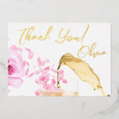 花びらとプロセッコブライダルシャワーサンキューカード 箔シーズンカード (正面)