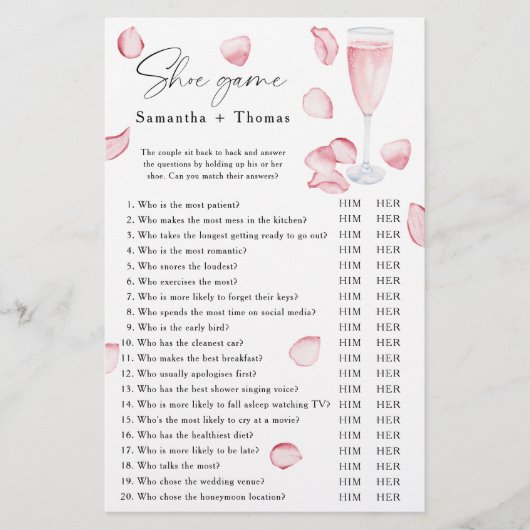 花びらとプロセッコブライダルシャワーシューゲーム (正面)