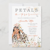 花びらとプロセッコブライダルシャワーテンプレート 招待状 (正面)