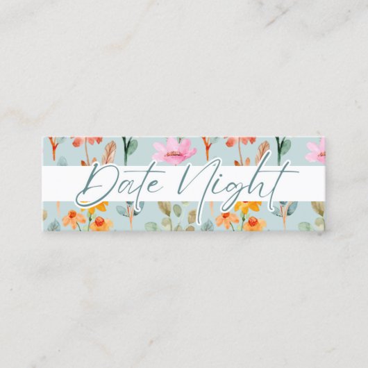 花びらとプロセッコブライダルシャワーデイトナイトアイディア スキニー名刺 (正面)