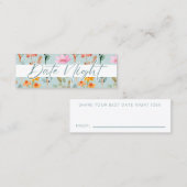 花びらとプロセッコブライダルシャワーデイトナイトアイディア スキニー名刺 (正面/裏面)