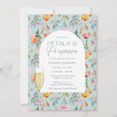 花びらとプロセッコブライダルシャワーパーティー 招待状 (正面)