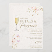 花びらとプロセッコブライダルシャワーパーティー 招待状 (正面/裏面)