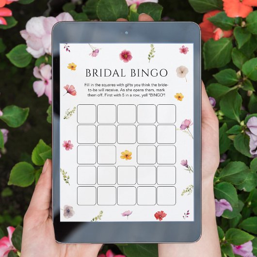 花びらとプロセッコブライダルシャワービンゴゲームカード 招待状