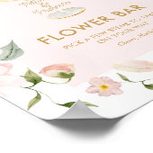 花びらとプロセッコブライダルシャワーフラワーバー標識 ポスター (角)