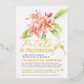 花びらとプロセッコブライダルシャワーフランギパニアート 箔招待状 (正面)