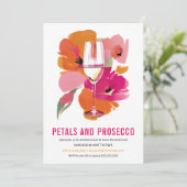 花びらとプロセッコブライダルシャワーブラック 招待状 (スタンド正面)