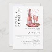 花びらとプロセッコブライダルシャワーモダン ミニマル 招待状 (正面)