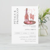 花びらとプロセッコブライダルシャワーモダン ミニマル 招待状 (スタンド正面)