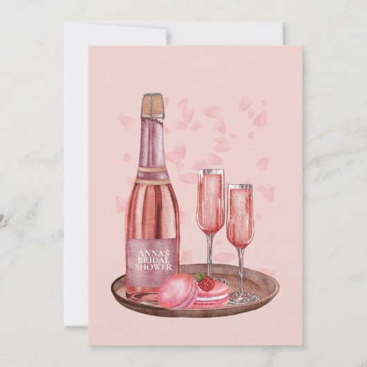 花びらとプロセッコブライダルシャワーモダン ミニマル 招待状 (裏面)