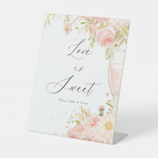 花びらとプロセッコブライダルシャワーラブは甘い 台座サイン (正面)