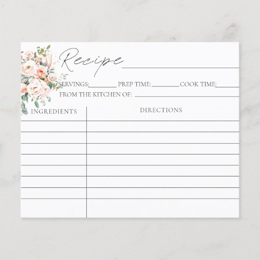 花びらとプロセッコブライダルシャワーレシピカード (正面)