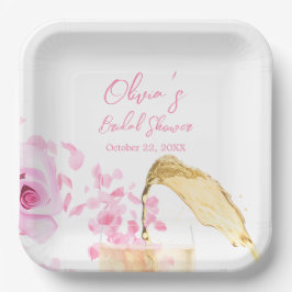 花びらとプロセッコブライダルシャワー紙プレート ペーパープレート