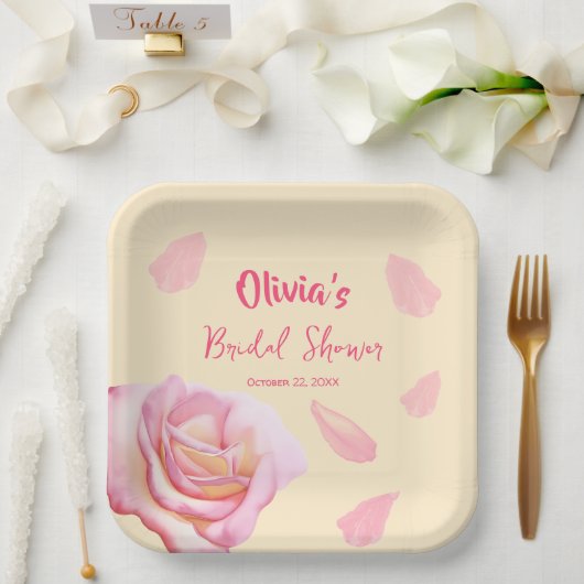 花びらとプロセッコブライダルシャワー紙プレート ペーパープレート (ウェディング)