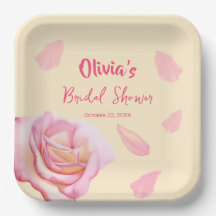 花びらとプロセッコブライダルシャワー紙プレート