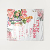 花びらとプロセッコブライダルシャワー背景 タペストリー (正面(横))