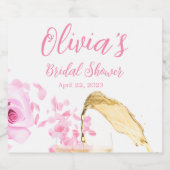 花びらとプロセッコブライダルシャワー スパークリングワインラベル (シングルラベル)