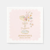 花びらとプロセッコブライダルシャワー パーソナライズされた スタンダードカクテルナプキン (正面)