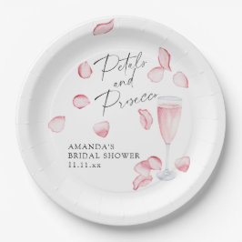 花びらとプロセッコブライダルシャワー ペーパープレート