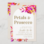花びらとプロセッコブライダルシャワー 招待状 (正面/裏面)