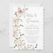 花びらとプロセッコブライダルシャワー 招待状 (正面)