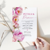 花びらとプロセッコブライトピンクブライダルシャワー 招待状