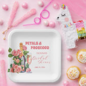 花びらとプロセッコボトルとバラブライダルシャワー ペーパープレート (パーティー)