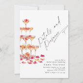 花びらとプロセッコミニマルモダンブライダルシャワー 招待状 (正面)