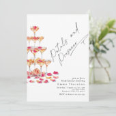 花びらとプロセッコミニマルモダンブライダルシャワー 招待状 (スタンド正面)