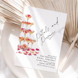 花びらとプロセッコミニマルモダンブライダルシャワー 招待状