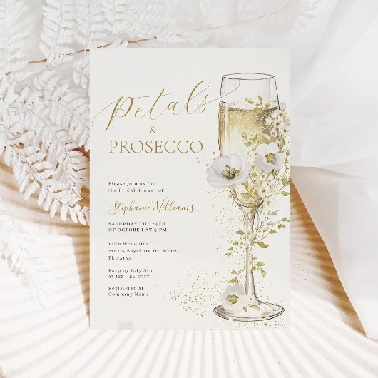 花びらとプロセッコワイルドフラワーズブライダルシャワー 招待状