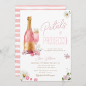 花びらとプロセッコワイルドフラワーズブライダルシャワー 招待状 (正面/裏面)