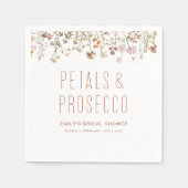 花びらとプロセッコワイルドフラワーブライダルシャワー スタンダードカクテルナプキン (正面)