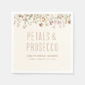 花びらとプロセッコワイルドフラワーブライダルシャワー スタンダードカクテルナプキン (正面)