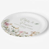 花びらとプロセッコワイルドフラワーブライダルシャワー ペーパープレート (アングル)