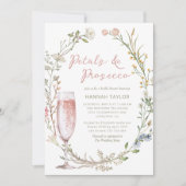 花びらとプロセッコワイルドフラワーブライダルシャワー 招待状 (正面)