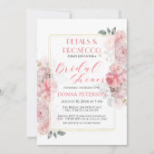 花びらとプロセッコ金ゴールドグリッターブライダルシャワー 招待状 (正面)